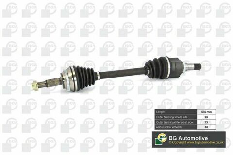 Полуось Toyota Corolla 1.4/1.6 02-07 (26/23) 633mm л.