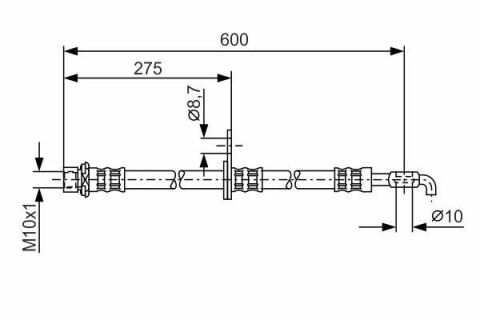 Шланг тормозной (передний) (R) Toyota Avensis/Corolla 1.4-2.4D 01-08 (L=588mm)