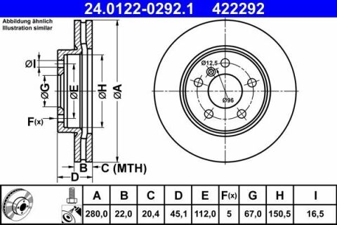 Диск гальмівний (передній) Mini (F54/F55/F56/F57) 13- (280x22) B36/B37/B38