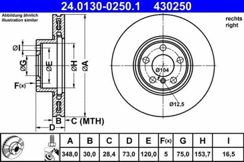 Диск тормозной (передний) BMW X4 (F26) 3.0 15-18 (348x30) (R) N55 B30