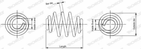 MONROE OPEL Пружина задня L=280mm посилена! Omega -08/88