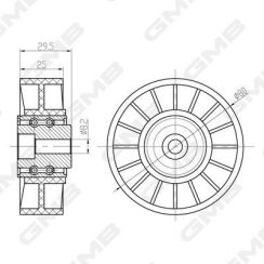 Ролик натяж. гладкий om601-603 db