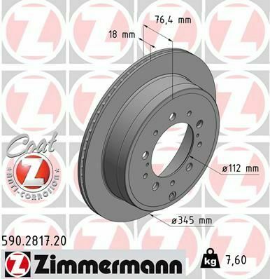 Диск тормозной (задний) Toyota Land Cruiser 200 08-(345x18) (с покрытием) (вентилированный)