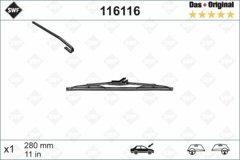 Щетка стеклоочистителя (задняя) (280мм) Ford Fiesta/Focus/Mondeo/Seat Leon/Toledo 99-12