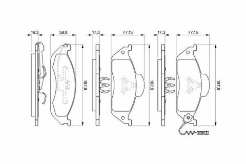 Колодки тормозные (передние) MB M-class (W163) 98-05 (+датчик)