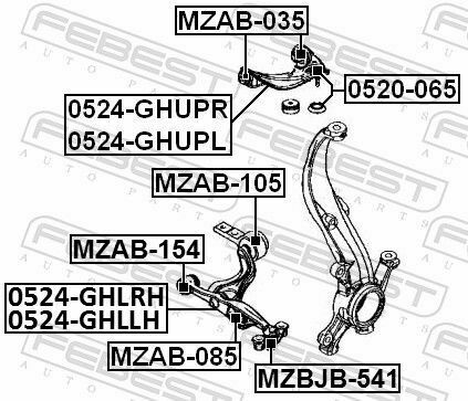 Сайлентблок переднего рычага (снизу) Mazda 6 07-