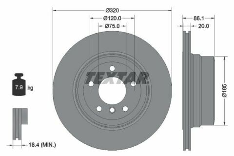 Диск гальмівний (задній) BMW 5 (E60/E61) 02-10 (320x20) PRO