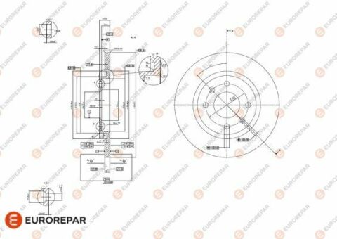 EUROREPAR Диск тормозной передний (к-т 2шт) CITROEN BERLINGO, BERLINGO/MINIVAN, C2, C2 ENTERPRISE, C3 I, C3 II, C4 CACTUS, C-ELYSEE PEUGEOT 301, PARTNER, PARTNER/MINIVAN 1.1-Electric 05.96-