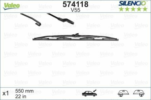 Щетка стеклоочистителя каркасная (550mm) Audi/BMW/Citroen/Daewoo/Daf/Jeep/Kia/MB/Opel/Peugeot