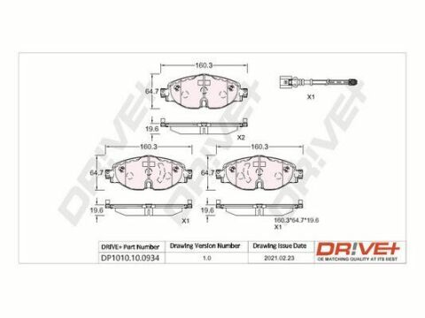 DP1010.10.0934 Drive+ - Гальмівні колодки до дисків