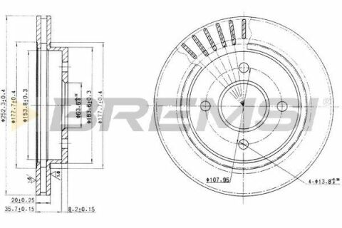 Тормозной диск зад. Ford Mondeo 93-00 (253x20) (вент.)