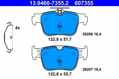 Колодки гальмівні (задні) Audi A3/Skoda Octavia/VW Golf VIII 1.4/2.0 TSI 20- (ATE)