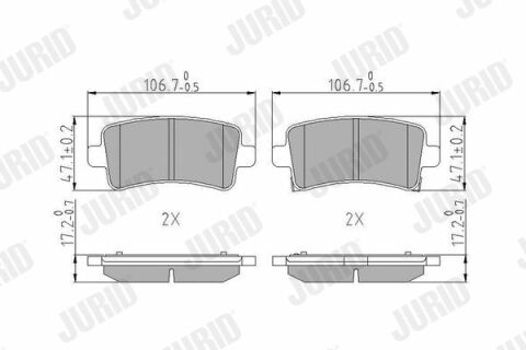 JURID OPEL Гальмівні колодки задн. Insignia 08-, Chevrolet Malibu 12-, Saab