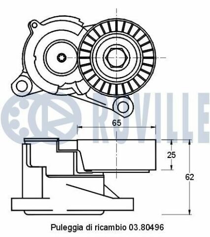 RUVILLE CITROEN Натягувач ременя C4, С5, C8 2.0 01-, PEUGEOT 206, 307, 406, 407, 607