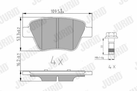 JURID VW Тормозные колодки задн.Audi A1,3,Seat,Skoda Octavia,SuperB,Yeti,Caddy III,Golf VI,Touran 06-