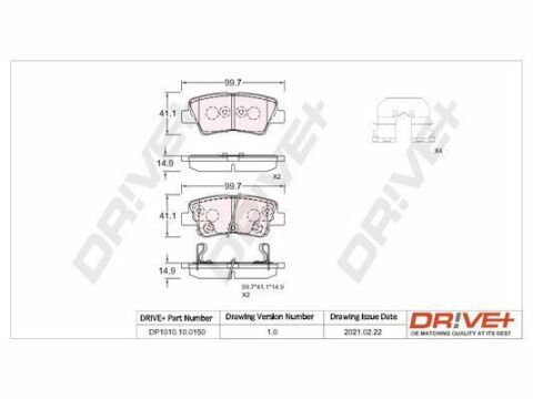 DP1010.10.0150 Drive+ - Гальмівні колодки до дисків