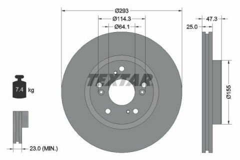 Диск тормозной (передний) Honda Civic IX/X 12-(293x25) PRO