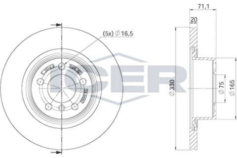 Диск гальмівний (задній) BMW X3 (F25) 11-17/X4 (F26) 14-18 (330x20) (з покриттям) (вентильований)