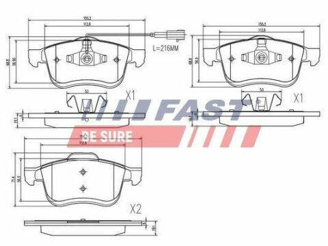 Колодки гальмівні дискові передні FIAT Doblo 09-15, Doblo 00-13; OPEL Combo D 11-18