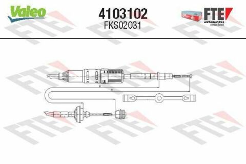 Трос сцепления VW T4 90-03 (авторегулировка) (1225/932 мм) = FKS02031