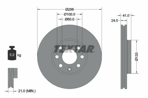 Диск тормозной (передний) Opel Astra 98-09 (256x24) PRO