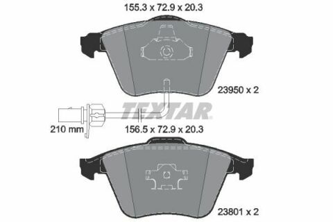 Колодки тормозные (передние) Audi A4/A6/A8 02- (Teves) Q+ (с датчиками/L=210mm)