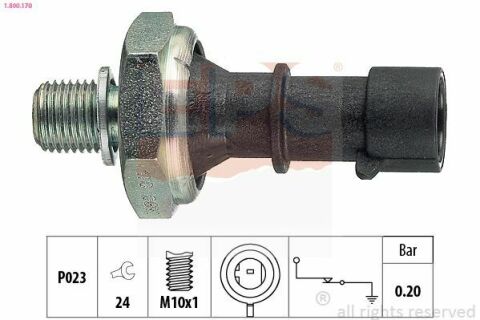 EPS OPEL Датчик давления масла Astra H 1,7 04-, Meriva 1,7DTI/CDTI 06-, Vectra C 3,0CDTI 05-.