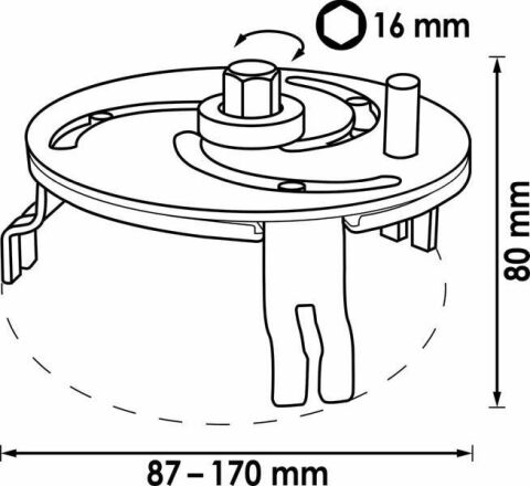 Ключ универсален для снятия датчика уровня топлива (d=87-170mm)