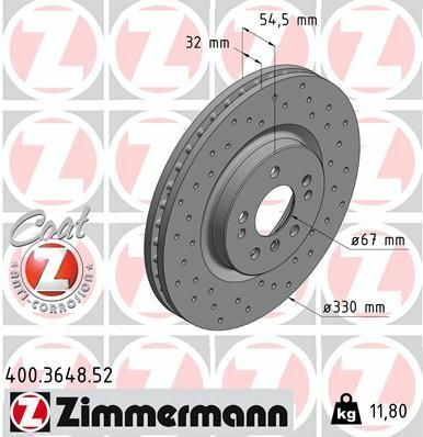 Диск тормозной (передний) MB M-class (W164) 05-11 (330x32) (с покрытием) (с отвертками) (вентил.)