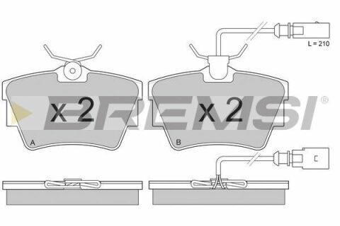 Тормозные колодки зад. T4 98-03 (Lucas) (57,4x94,9) с датчиком