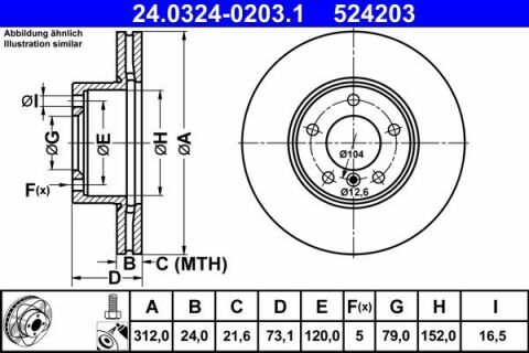 Диск тормозной (передний) BMW 3 (E90/E91/E92/E93) 04- (312x24) (с покрытием) (вентилируемый)