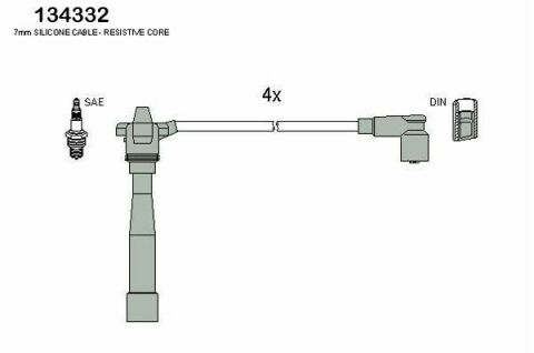 Проводи запалювання Fiat Punto 1.2 16V 97-99 (к-кт) (HÜCO)