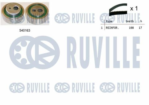 RUVILLE К-кт. ГРМ (рем. + ролик) Citroen Berlingo 1.4, Xara, Saxo, Ax, Bx, Zx