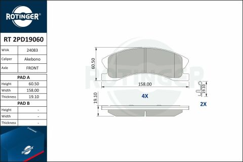 Комплект гальмівних накладок, дискове гальмо Комплект гальмівних накладок, дискове гальмо