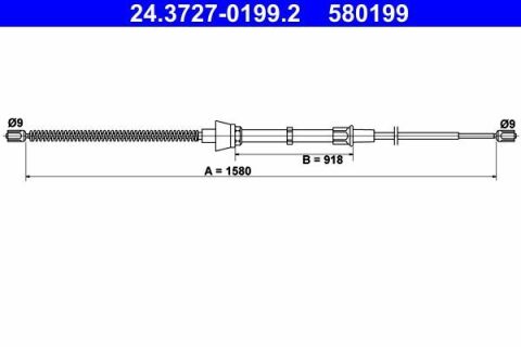 Трос ручника Skoda Fabia 99-08/VW Polo 01-09 (L=1580mm)