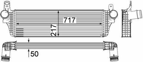 Радіатор інтеркулера VW T5/T6 2.0 TSI 09- (217x717x50)