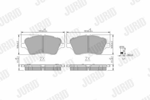 JURID FORD Тормозные колодки передн.B-Max,Transit Courier 12-