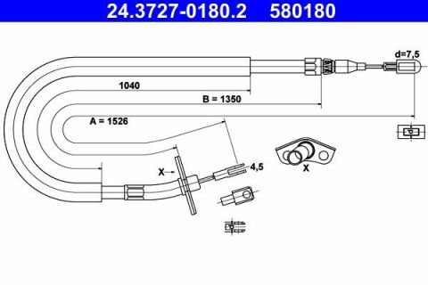 Трос ручника (задний) (R) MB Sprinter 408-416/VW LT 46 96- (L=1526mm)