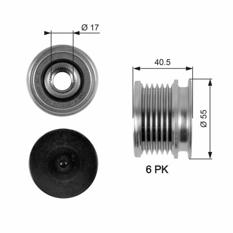 OAP7057 (7789-10029) Шкив генератора GATES OVERRUNNING PULLEY