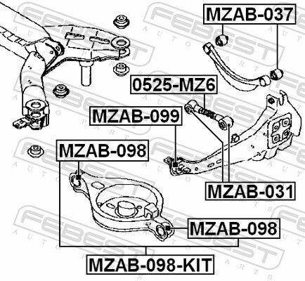 Сайлентблок заднього важеля (к-кт) Mazda 6 02-07