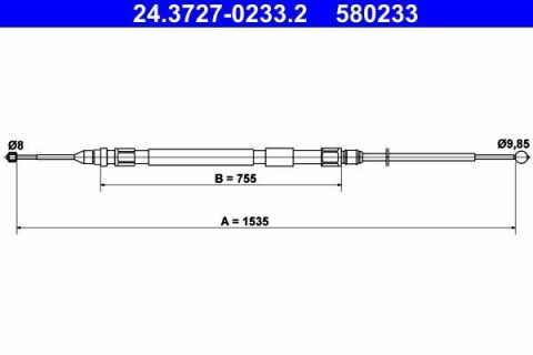 Трос ручника BMW 3 (E90) 04-11 (1535/755mm)