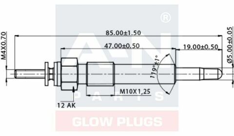 Свічка розжарювання (подвійна спіраль) 12 V 1,5/1,7/3,1d ISUZU 1,5d 88-93 OPEL