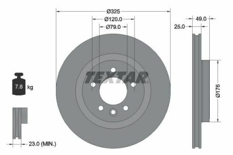 Диск тормозной (задний) Land Rover Discovery V 16-/ Range Rover 12- (325x25) PRO