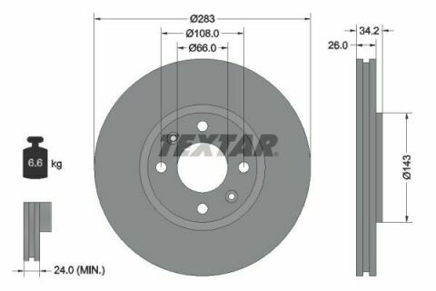 Диск тормозной (передний) Citroen Berlingo 08- (283x26) PRO