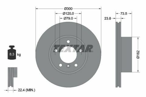 Диск тормозной (передний) BMW 3 (E90-93) 04-13 (300x23.8) PRO+