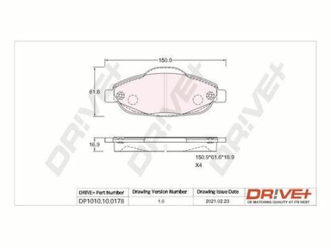 DP1010.10.0178 Drive+ - Гальмівні колодки до дисків