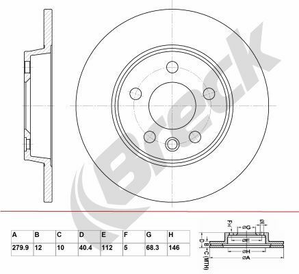 Диск тормозной (задний) VW T4 91-03 (280x12)