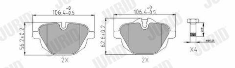 JURID BMW Гальмівні колодки задн.5 F10, X3 10-