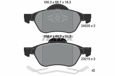 Колодки гальмівні (передні) Renault Megane II/Scenic II 1.4-2.0D 02- (Teves) Q+