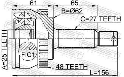 ШРКШ (ШРУС) наружный 25x62x27 HYUNDAI TUCSON 04-